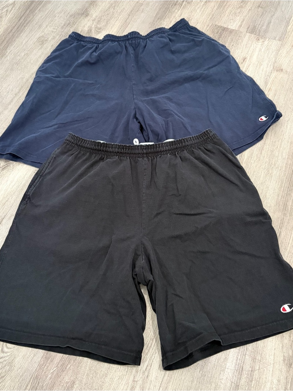 Lot Of 2 Vintage Champion Cotton Shorts Mens Large Black Blue Drawstring 90s Y2k